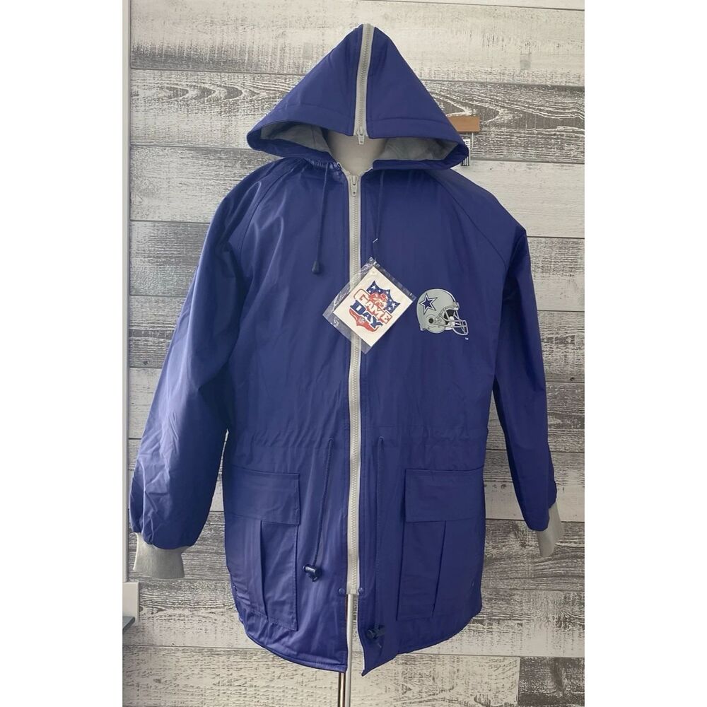 Game Day NFL Dallas Cowboys Rain Coat with Quilted Flannel Lining Hooded Large